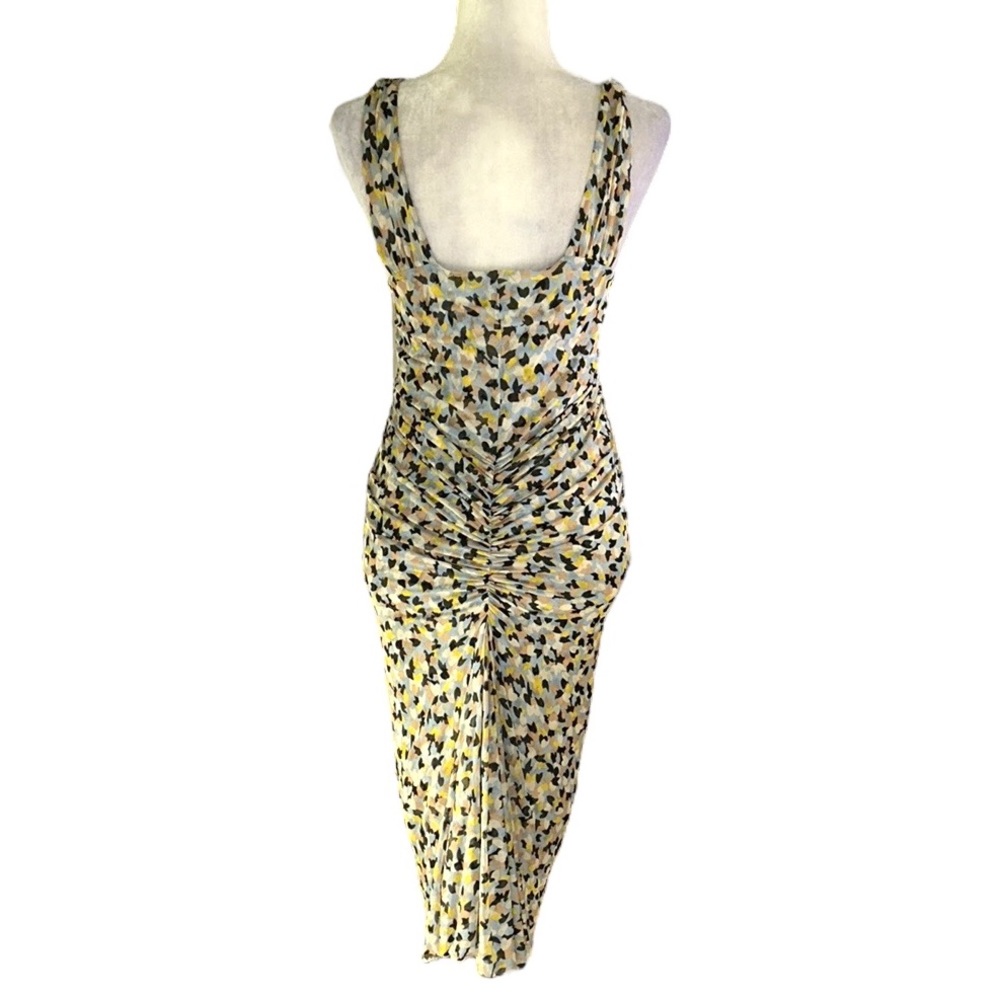 Diane Von Furstenberg Silk Aslin Pastel Ruched Midi Column Dress - 8 - Picture 7 of 13